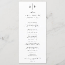 Elegante Eenvoudige Zwart-Wit Fine Art bruiloft Menu