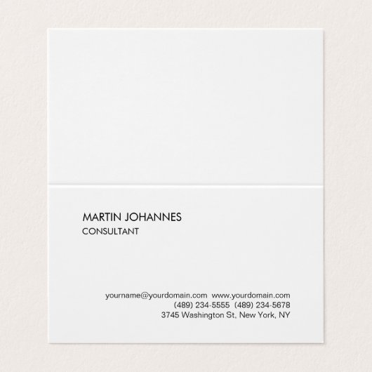 Elegante Eenvoudige Zwart Wit Gepersonaliseerd Visitekaartje (Buitenkant ongevouwen)