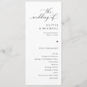 Elegante eenvoudige zwart-wit hart bruiloft programmakaart (Voorkant)