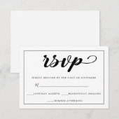 Elegante eenvoudige zwart-wit ingelijst RSVP (Voorkant / Achterkant)