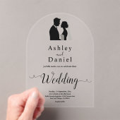 Elegante eenvoudige zwart-wit kalligrafie bruiloft acryl uitnodigingen (Insitu (Draagbaar))