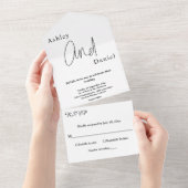 Elegante eenvoudige zwart-wit kalligrafie bruiloft all in one uitnodiging (Afscheurbaar)