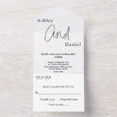 Elegante eenvoudige zwart-wit kalligrafie bruiloft all in one uitnodiging (Binnen)