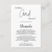 Elegante eenvoudige zwart-wit kalligrafie bruiloft informatiekaartje (Voorkant)