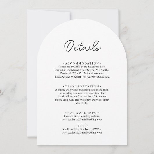 Elegante eenvoudige zwart-wit kalligrafie bruiloft kaart (Achterkant)