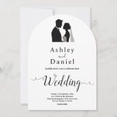 Elegante eenvoudige zwart-wit kalligrafie bruiloft kaart (Voorkant)