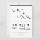 Elegante eenvoudige zwart-wit kalligrafie bruiloft kaart (Voorkant)