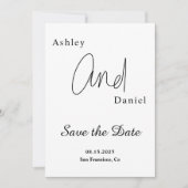 Elegante eenvoudige zwart-wit kalligrafie bruiloft save the date (Voorkant)