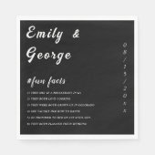 Elegante Eenvoudige Zwart-Wit Leuke Feiten Wedding Servet (Voorkant)