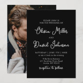 Elegante eenvoudige zwart-wit minimalistische brui kaart (Voorkant / Achterkant)