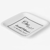 Elegante eenvoudige zwart-wit moderne 1e verjaarda papieren bordje (Gebogen)