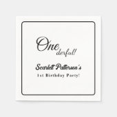 Elegante eenvoudige zwart-wit moderne 1e verjaarda servet (Voorkant)