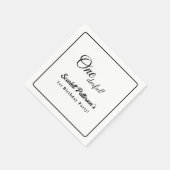 Elegante eenvoudige zwart-wit moderne 1e verjaarda servet (Hoek)