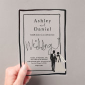 Elegante eenvoudige zwart-wit moderne chique bruil acryl uitnodigingen (Insitu (Draagbaar))