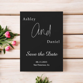 Elegante eenvoudige zwart-wit moderne chique bruil save the date