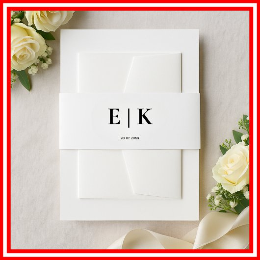 Elegante Eenvoudige Zwart Wit Moderne Monogram Huw Uitnodigingen Wikkel