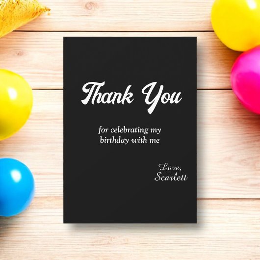 Elegante eenvoudige zwart-wit moderne verjaardag bedankkaart