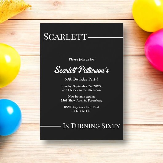 Elegante eenvoudige zwart-wit moderne verjaardag kaart