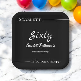 Elegante eenvoudige zwart-wit moderne verjaardag papieren bordje