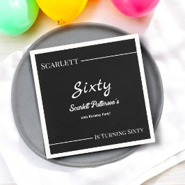 Elegante eenvoudige zwart-wit moderne verjaardag servet