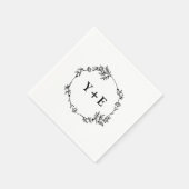 Elegante Eenvoudige Zwart & Wit Monogrammed Huweli Servet (Hoek)