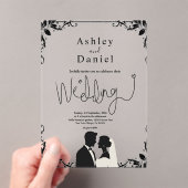 Elegante eenvoudige zwart-wit paar chique bruiloft acryl uitnodigingen (Insitu (Draagbaar))