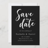 Elegante Eenvoudige Zwart-Wit QR Code Wedding Save The Date (Voorkant)