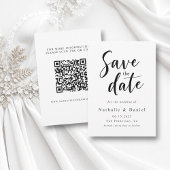 Elegante Eenvoudige Zwart-Wit QR Code Wedding Save The Date