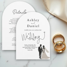 Elegante eenvoudige zwart-wit romantische bruiloft