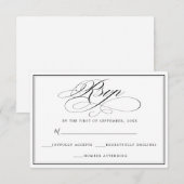Elegante Eenvoudige Zwart & Wit RSVP (Voorkant / Achterkant)