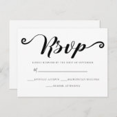 Elegante eenvoudige zwart-wit RSVP Briefkaart (Voorkant / Achterkant)