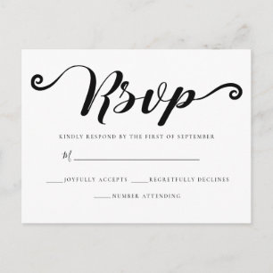Elegante eenvoudige zwart-wit RSVP Briefkaart