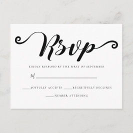 Elegante eenvoudige zwart-wit RSVP Briefkaart