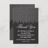 Elegante eenvoudige, zwart-wit vallende Confetti Bedankkaart (Voorkant / Achterkant)