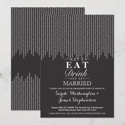 Elegante eenvoudige, zwart-wit vallende Confetti Kaart (Voorkant / Achterkant)