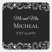 Elegante eenvoudige zwart-witte bloemenbruiloft