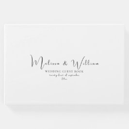Elegante eenvoudige zwart-witte bruiloft gastenboek