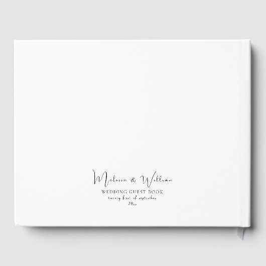 Elegante eenvoudige zwart-witte bruiloft gastenboek (Achterkant)