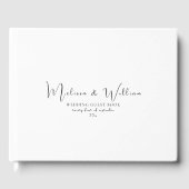 Elegante eenvoudige zwart-witte bruiloft gastenboek (Voorkant)