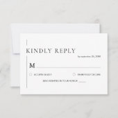 Elegante eenvoudige zwart-witte bruiloft RSVP kaartje (Voorkant)