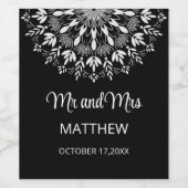 Elegante eenvoudige zwart-witte bruiloft wijn etiket (Enkel label)