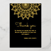 Elegante eenvoudige zwarte  bruiloft bedankje folie uitnodiging (Voorkant)