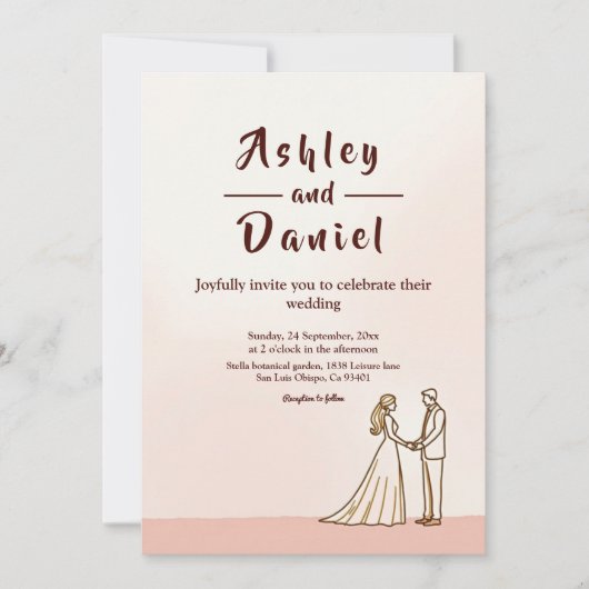 Elegante Eenvoudige Zwarte En Witte Bruid Bruidego Kaart (Voorkant)