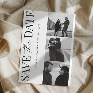 Elegante Eenvoudige Zwarte en Witte Foto Bewaar de Kaart