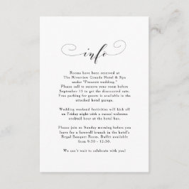 Elegante eenvoudige zwarte en witte huwelijksinfor informatiekaartje