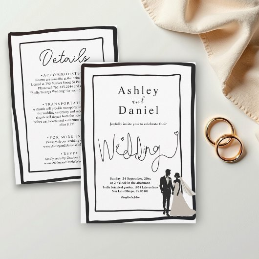 Elegante Eenvoudige Zwarte En Witte Moderne Chic T Kaart