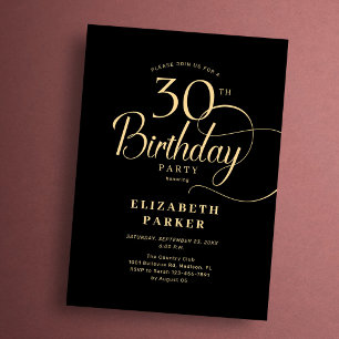 Elegante Eenvoudige Zwarte Gouden Script 30e Verja Kaart