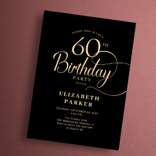 Elegante Eenvoudige Zwarte Gouden Script 60e Verja Kaart