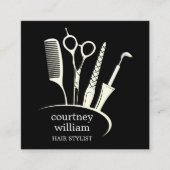 Elegante eenvoudige zwarte haarstylist vierkante visitekaartje (Voorkant)