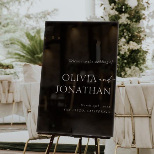 Elegante Eenvoudige Zwarte Huwelijk Welkom Acryl Bord